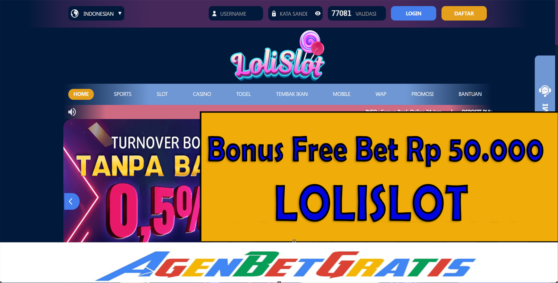 LOLISLOT - Bonus FreeBet 50.000