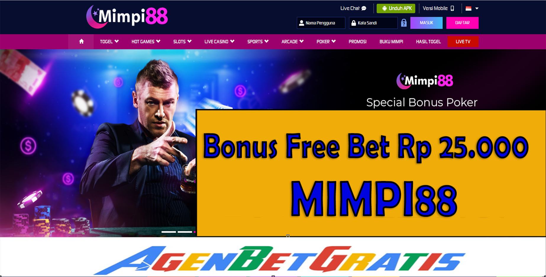 MIMPI88 - Bonus FreeBet 25.000