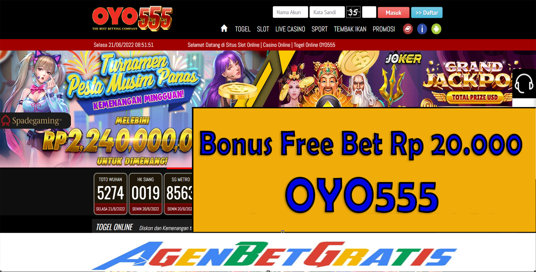 OYO555 - Bonus FreeBet 20.000