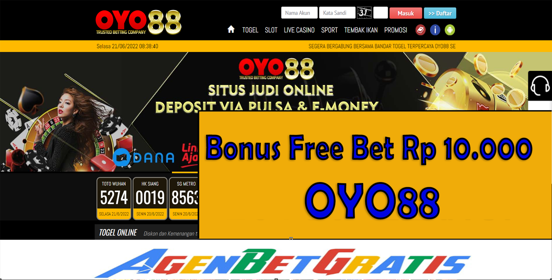 OYO88  - Bonus FreeBet 20.000