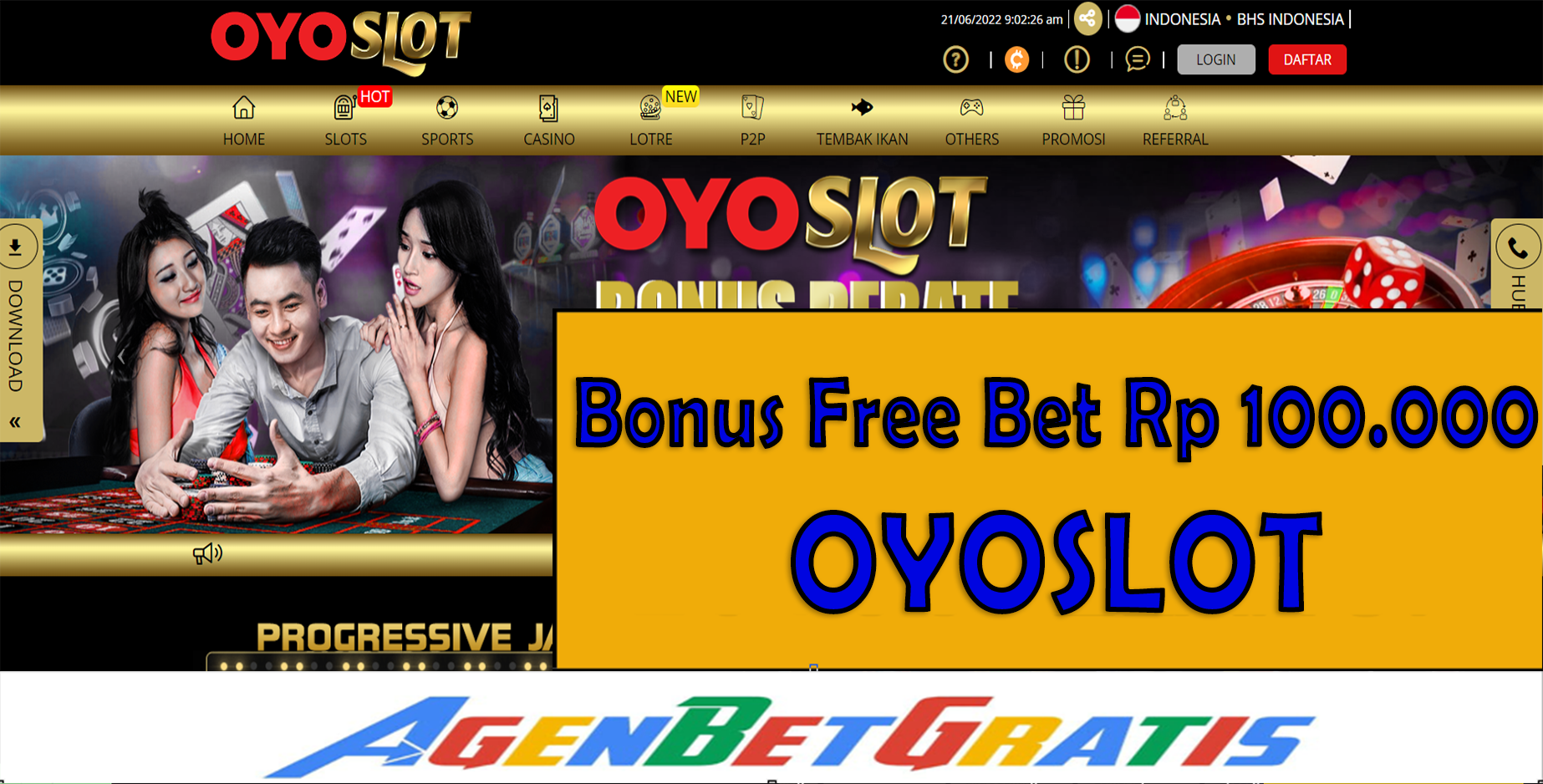 OYOSLOT - Bonus FreeBet 100.000