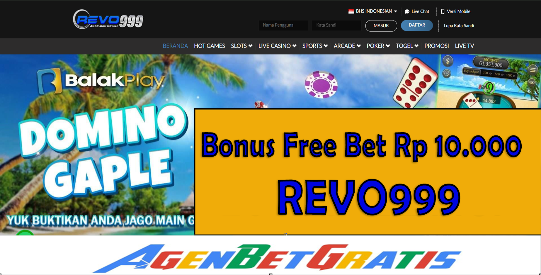 REVO999 - Bonus FreeBet 10.000