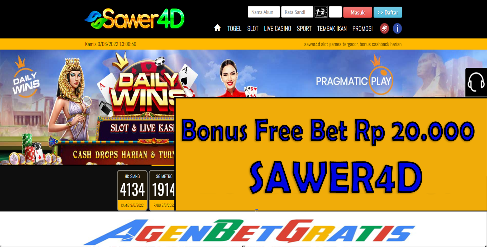 SAWER4D - Bonus FreeBet 20.000