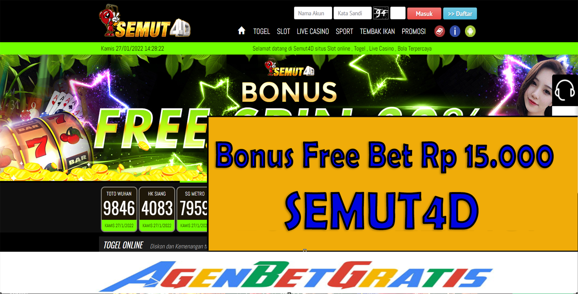 SEMUT4D - Bonus FreeBet 15.000