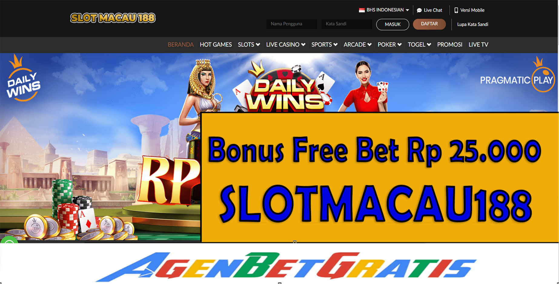 SLOTMACAU188 - Bonus FreeBet 25.000