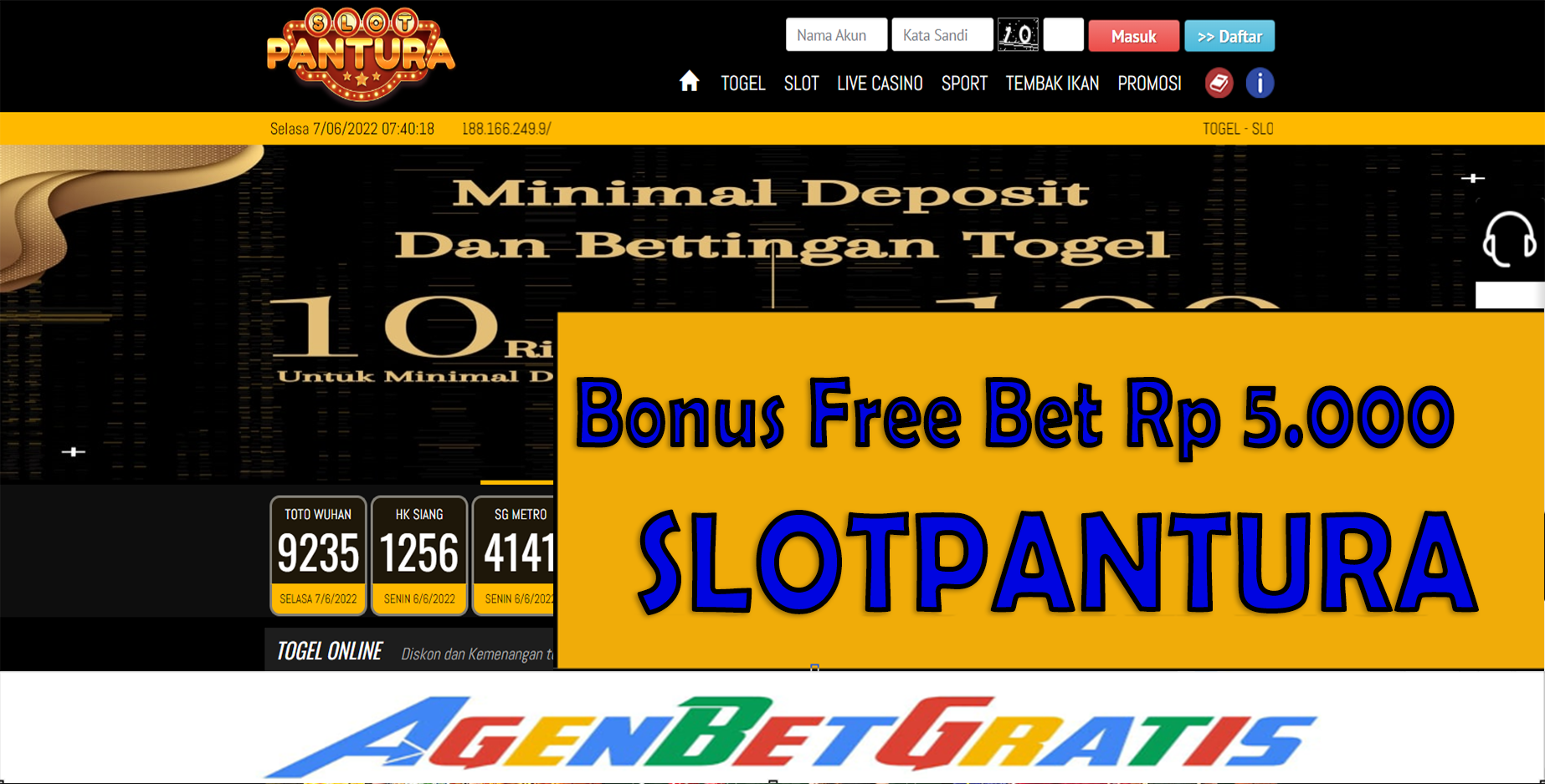 SLOTPANTURA - Bonus FreeBet 5.000