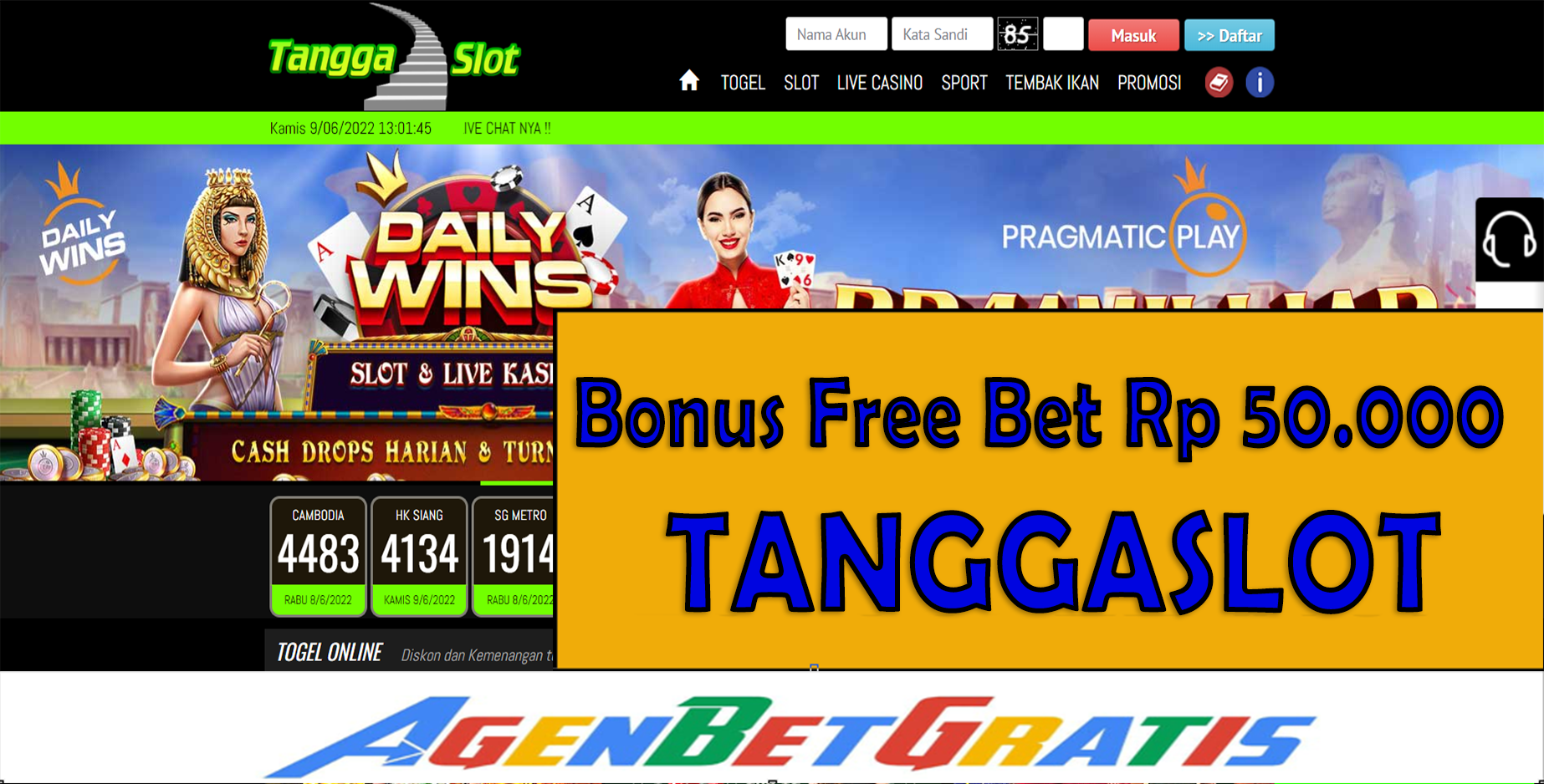 TANGGASLOT - Bonus FreeBet 50.000