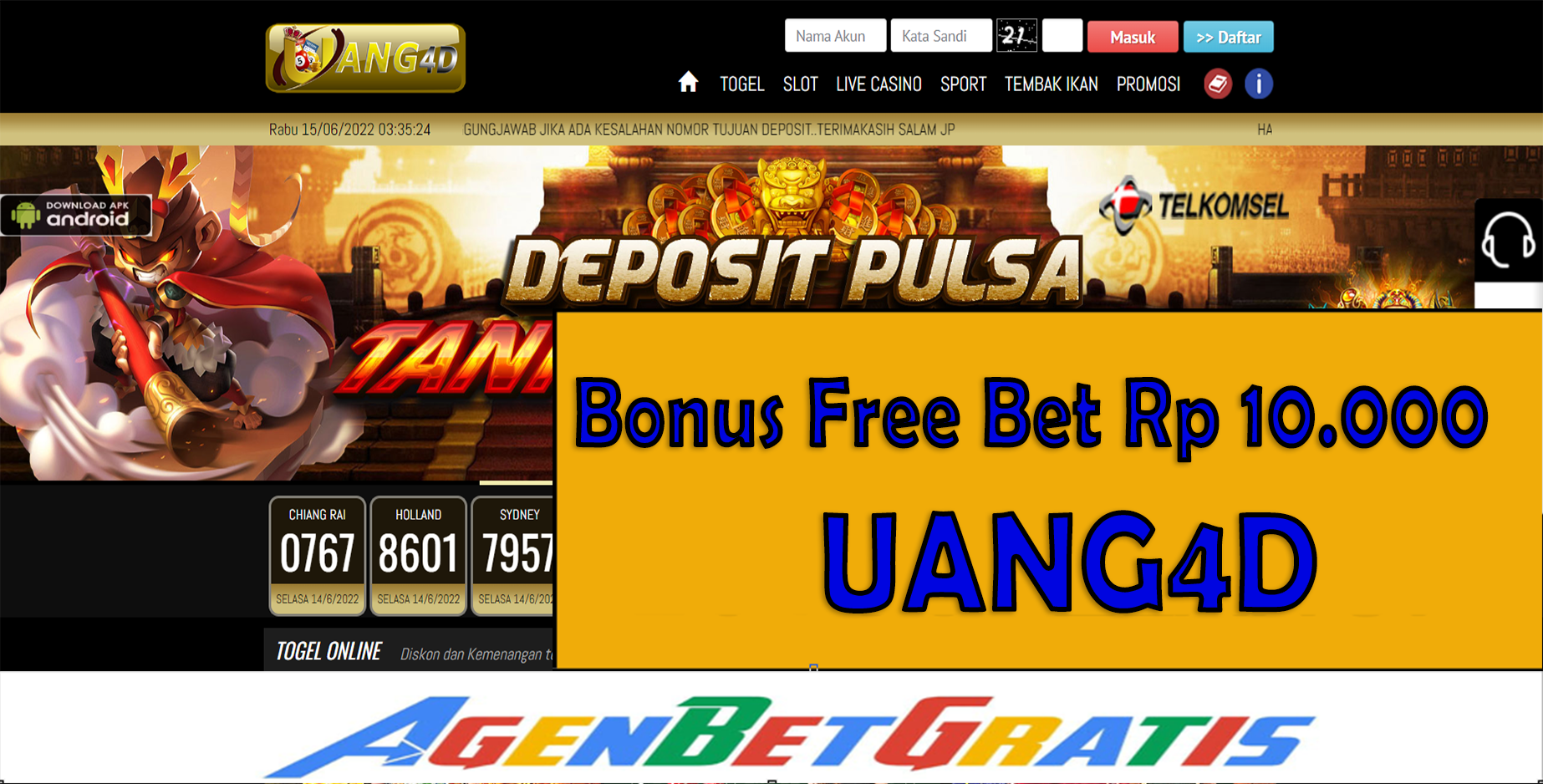 UANG4D - Bonus FreeBet 10.000