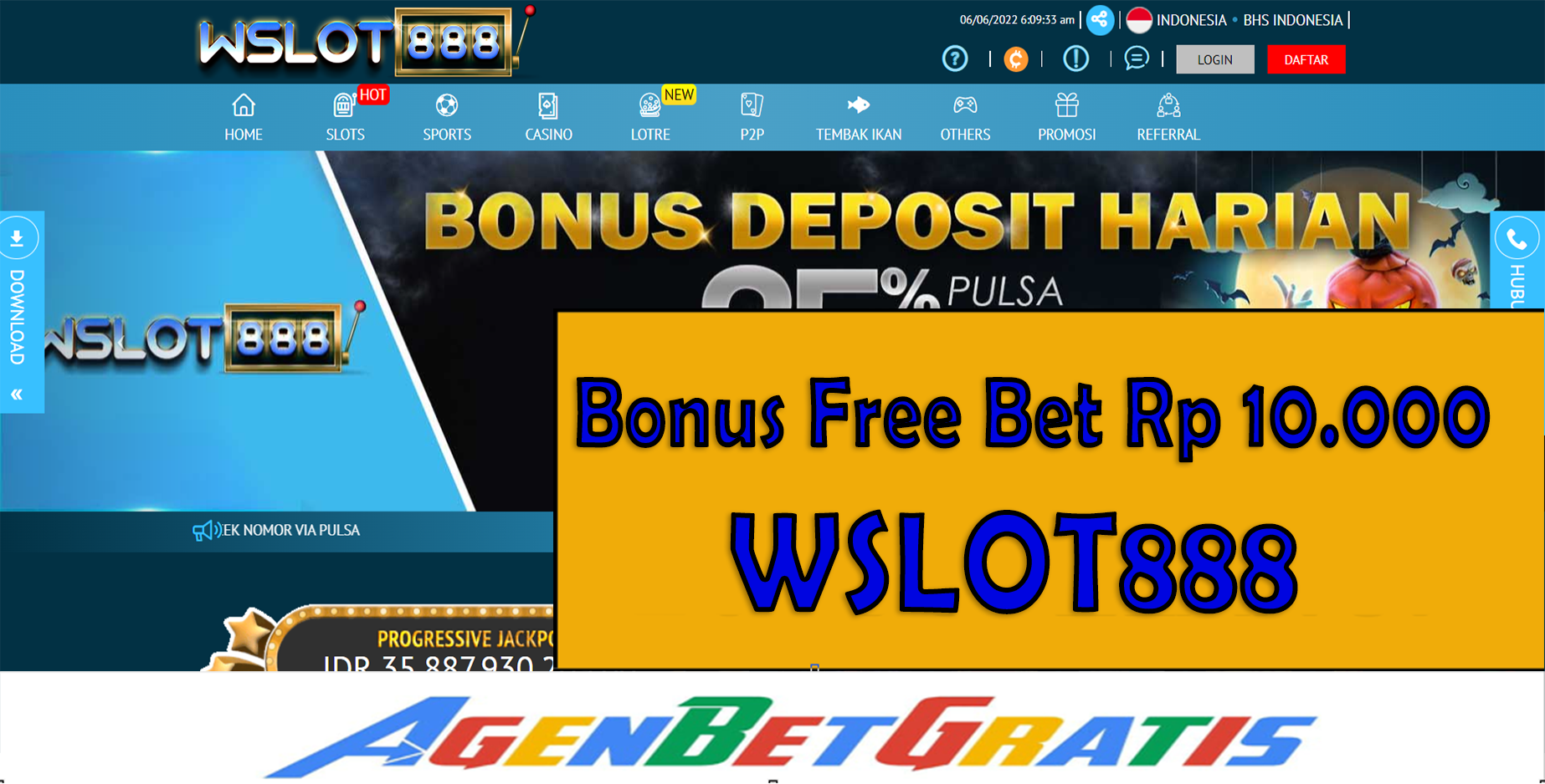 WSLOT888 - Bonus FreeBet 10.000