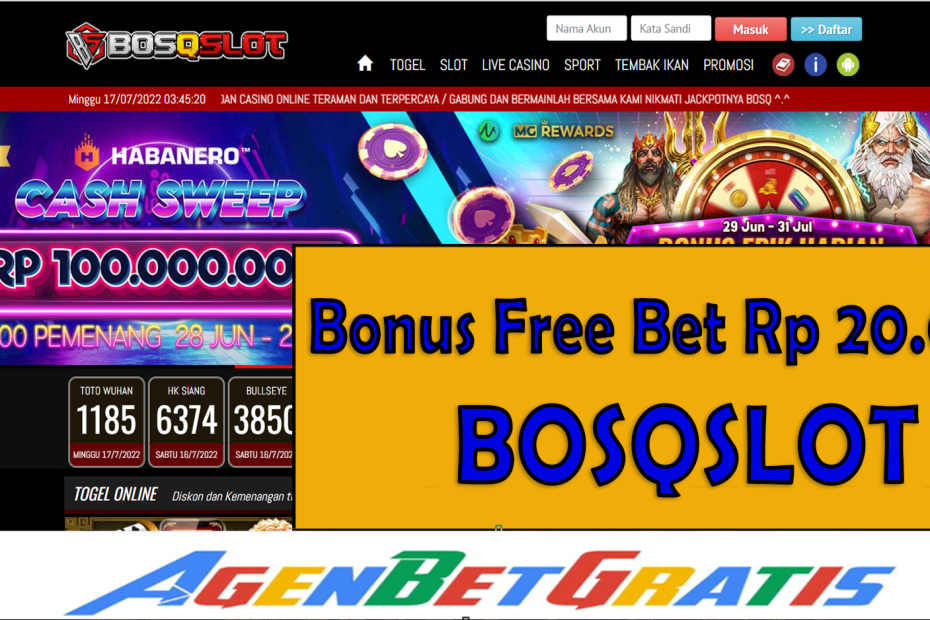 BOSQSLOT - Bonus FreeBet 20.000