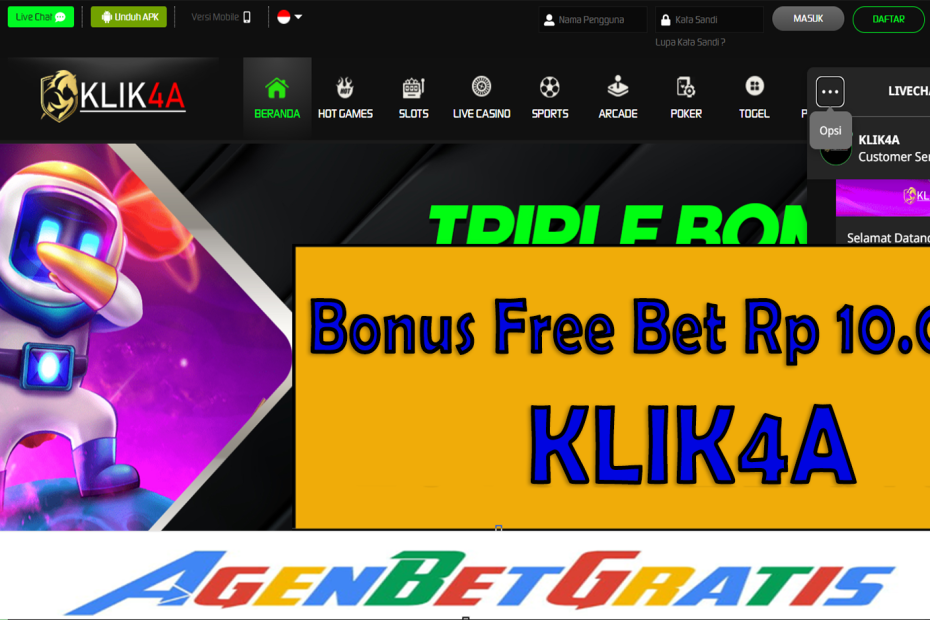 KLIK4A - Bonus FreeBet 10.000