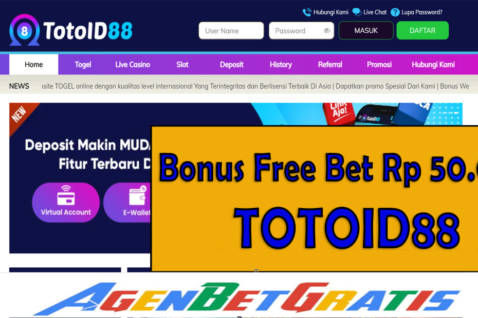 TOTOID88 - Bonus FreeBet 50.000
