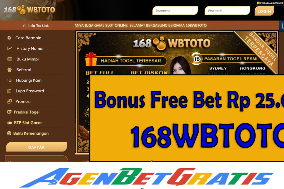 168WBTOTO - Bonus FreeBet 25.000