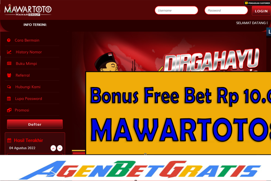 MAWARTOTO88 - Bonus FreeBet 10.000